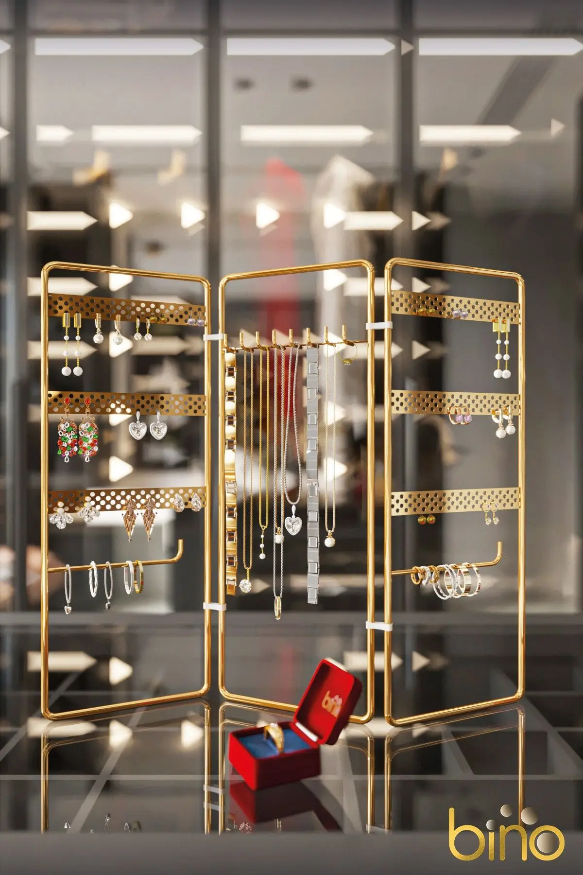 Takı Düzenleyici Organizeri Kutusu Dekoratif Takı Standı 3 Parça Kolye Yüzük Küpelik