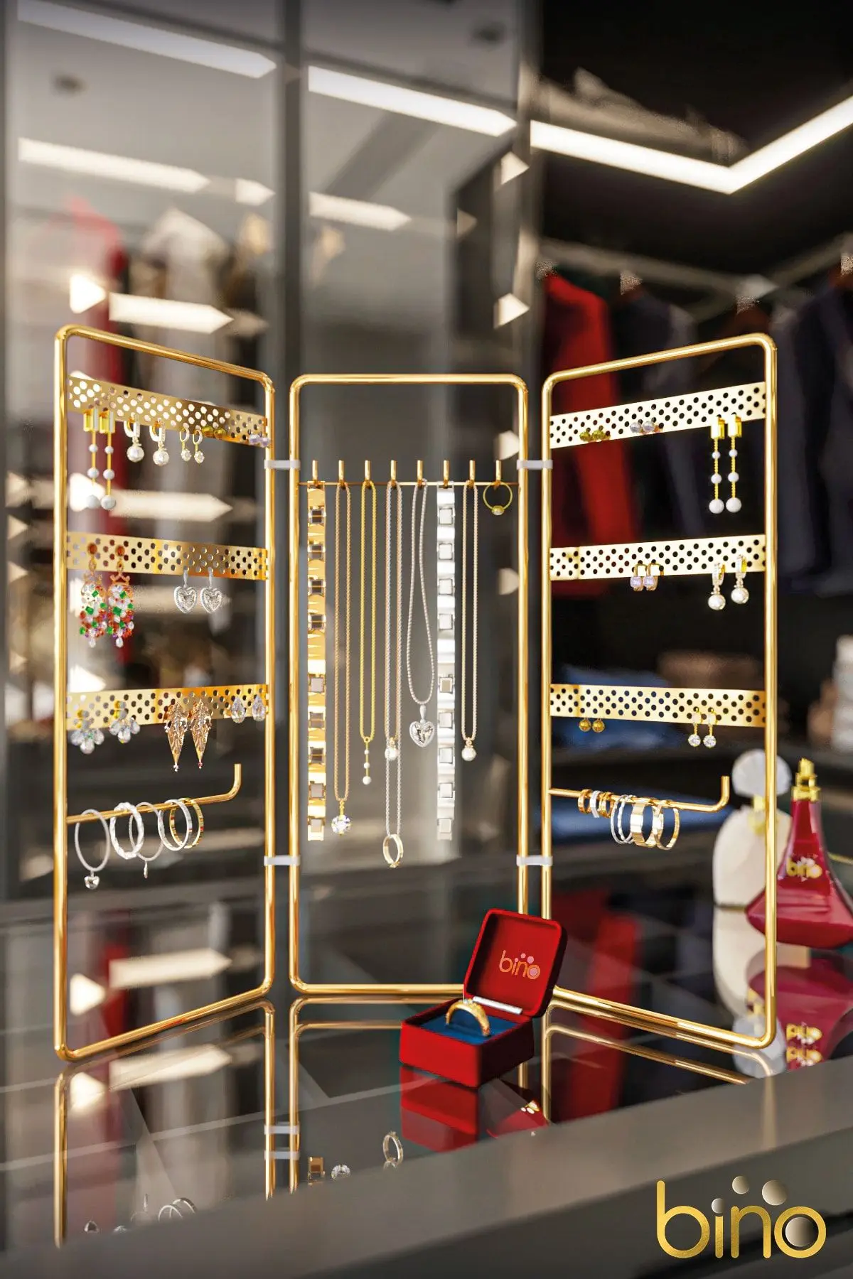 Takı Düzenleyici Organizeri Kutusu Dekoratif Takı Standı 3 Parça Kolye Yüzük Küpelik