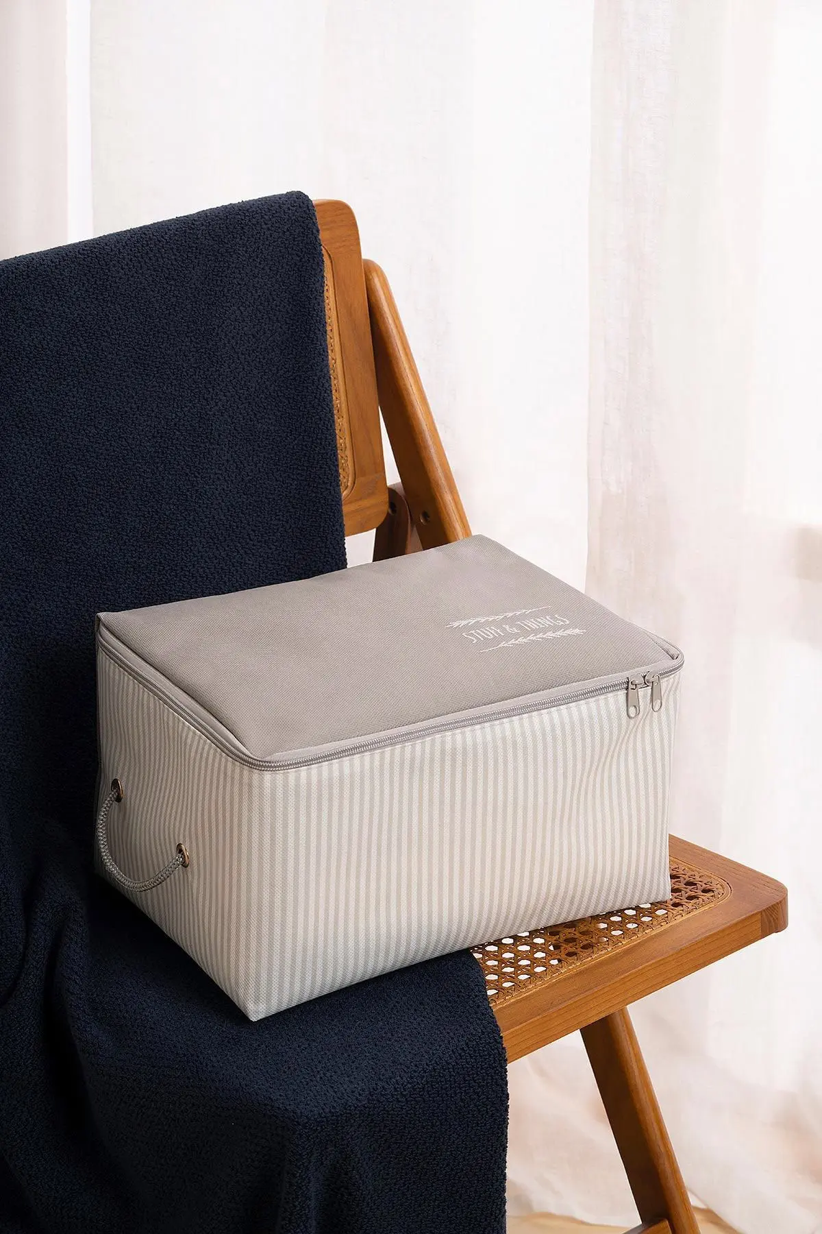 4'lü Stuff&things Gri Baza Altı Kazak Pike Battaniye Hurcu