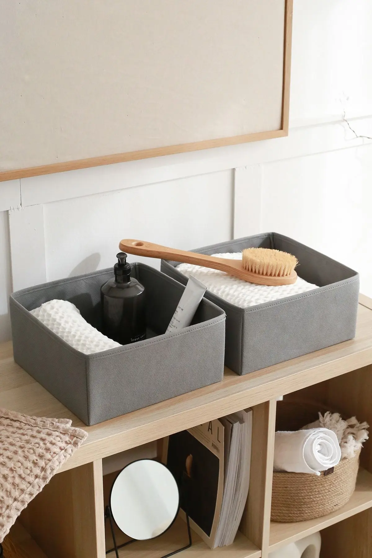 6'lı Gri Çekmece Içi Dolap Çamaşır Düzenleyici Çocuk Odası Katlanır Saklama Kutusu Organizer Set