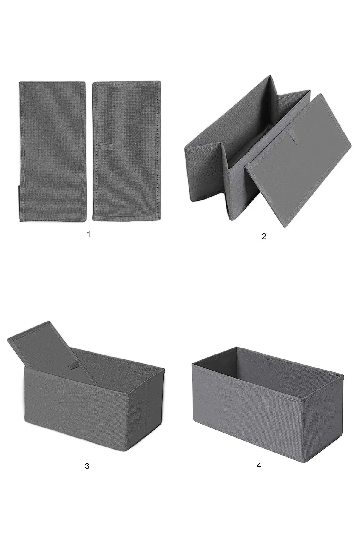 6'lı Gri Çekmece Içi Dolap Çamaşır Düzenleyici Çocuk Odası Katlanır Saklama Kutusu Organizer Set