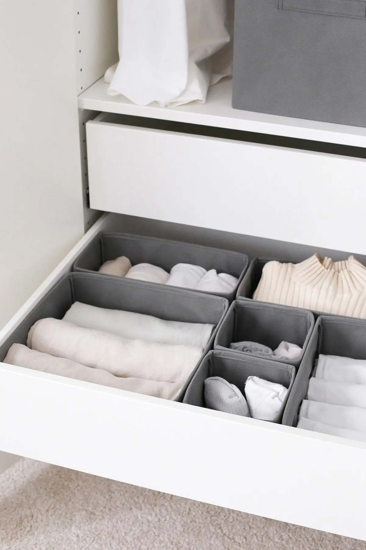 6'lı Gri Çekmece Içi Dolap Çamaşır Düzenleyici Çocuk Odası Katlanır Saklama Kutusu Organizer Set