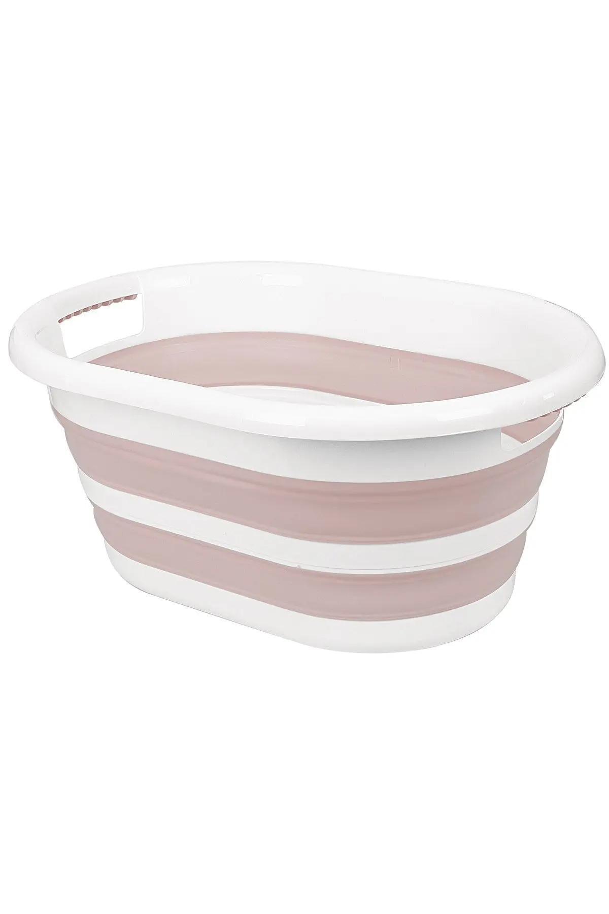 Katlanabilir Silikon Çamaşır Sepeti - Vip Akordiyon Sepet Pudra