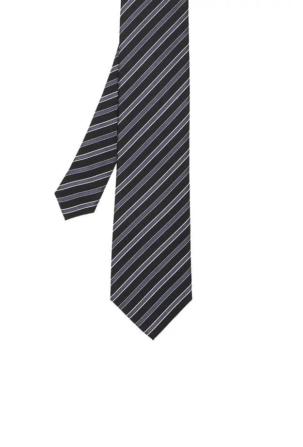 Network Network Erkek Siyah Çizgili İpek Kravat