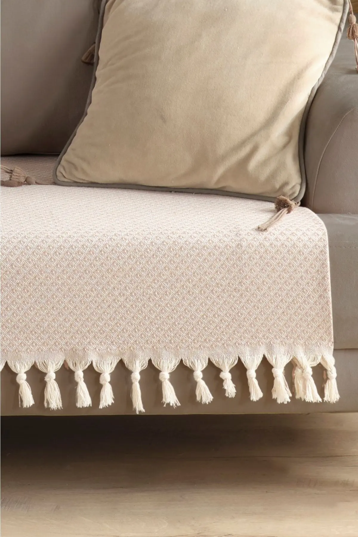 Yıldız Oturma Yerini Kapatan Koltuk Örtüsü Bej 115x200
