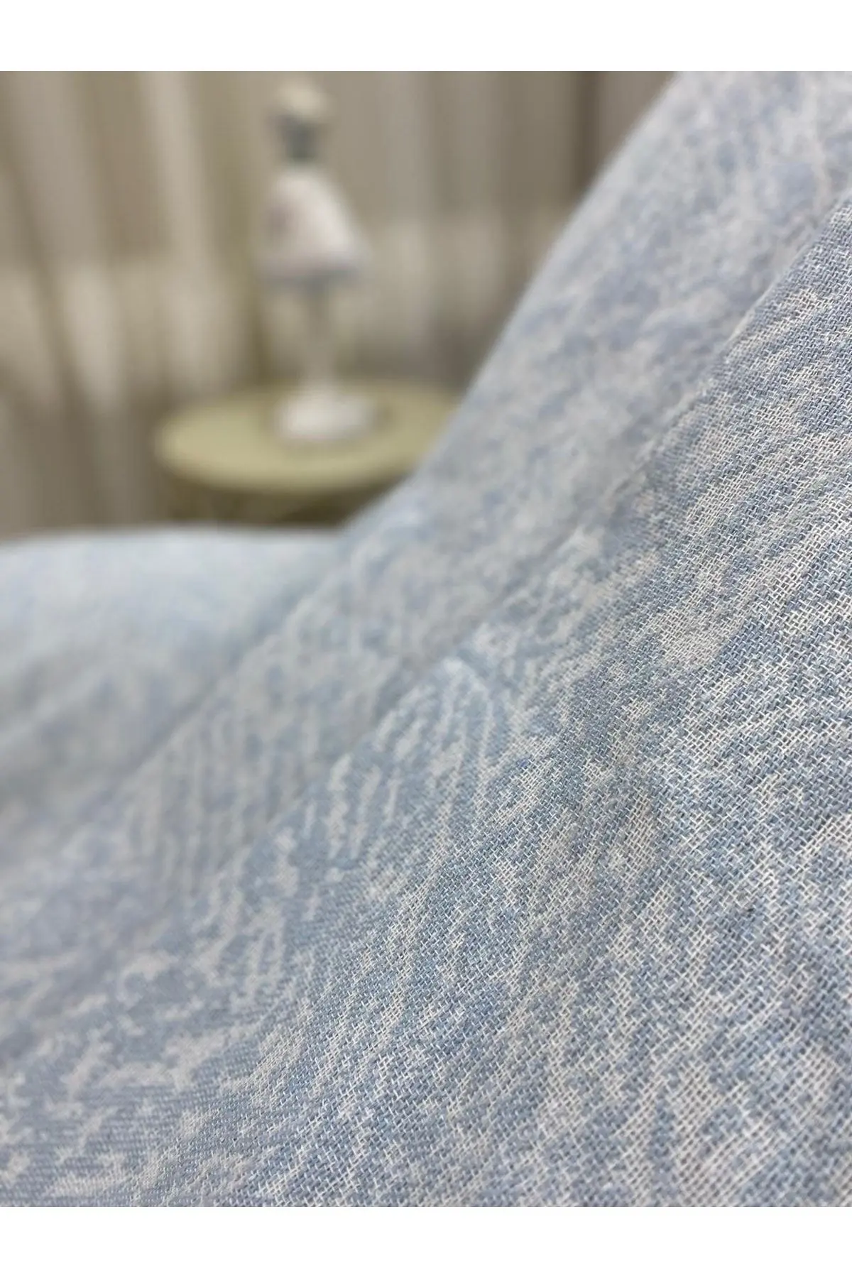 Lüks Pamuklu Koltuk-çekyat Örtüsü Buz Mavisi 170x220 Çift Taraflı Terletmez.