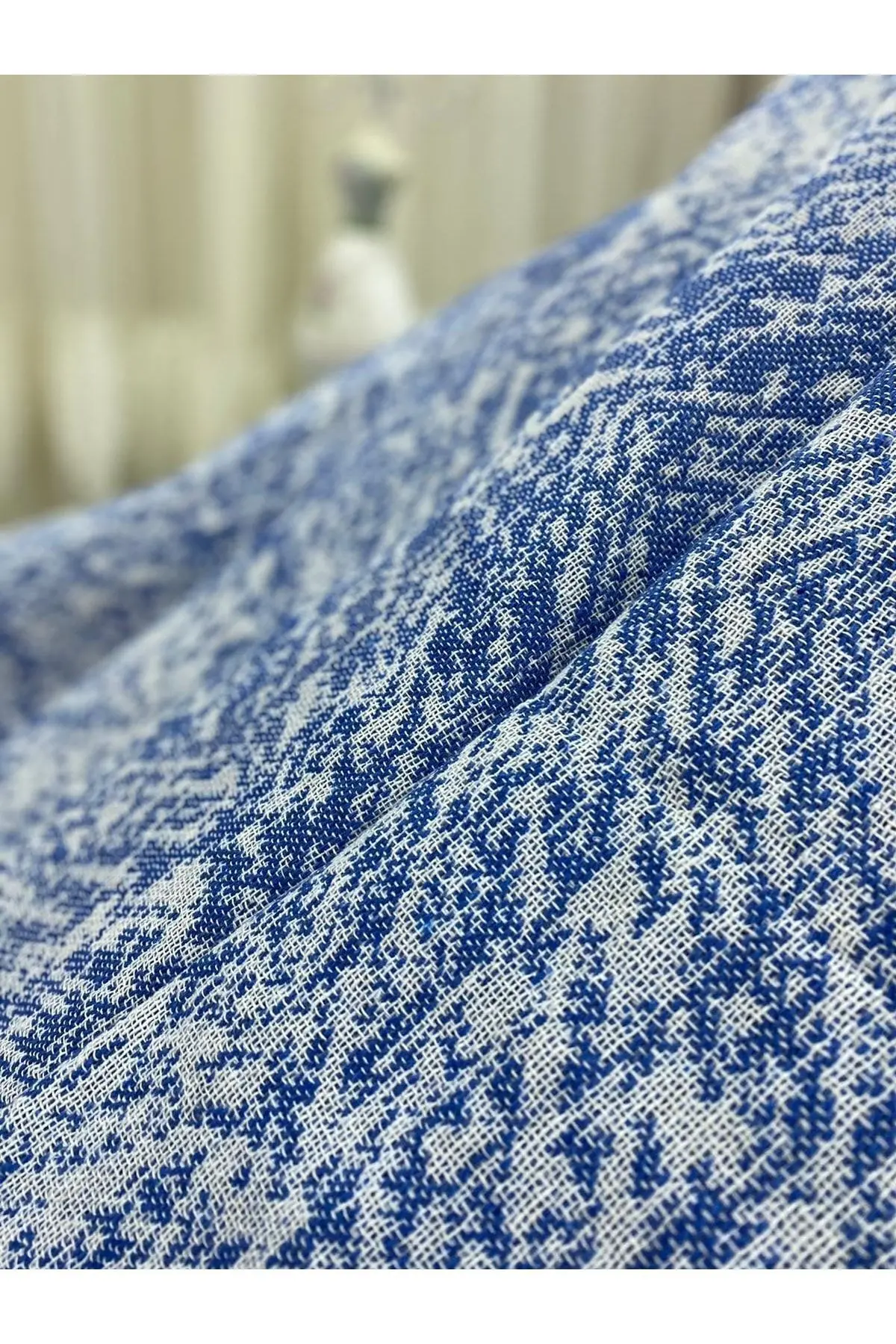 Lüks Pamuklu Koltuk-çekyat Örtüsü Saks Mavisi 170x220