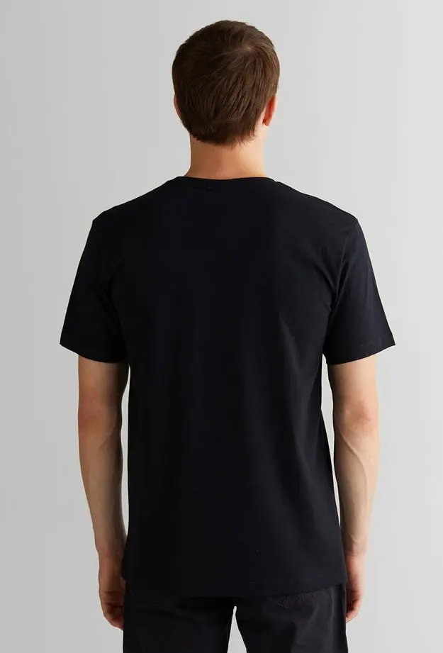 GANT Erkek Siyah Regular Fit Bisiklet Yaka Logolu T-Shirt