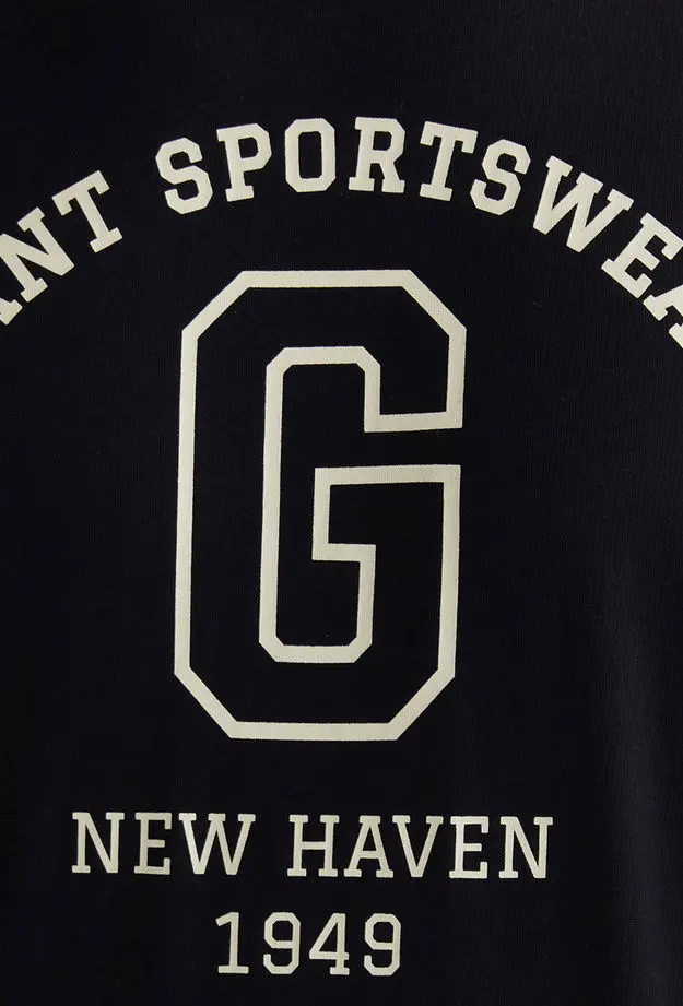 GANT Erkek Siyah Regular Fit Bisiklet Yaka Logolu T-Shirt