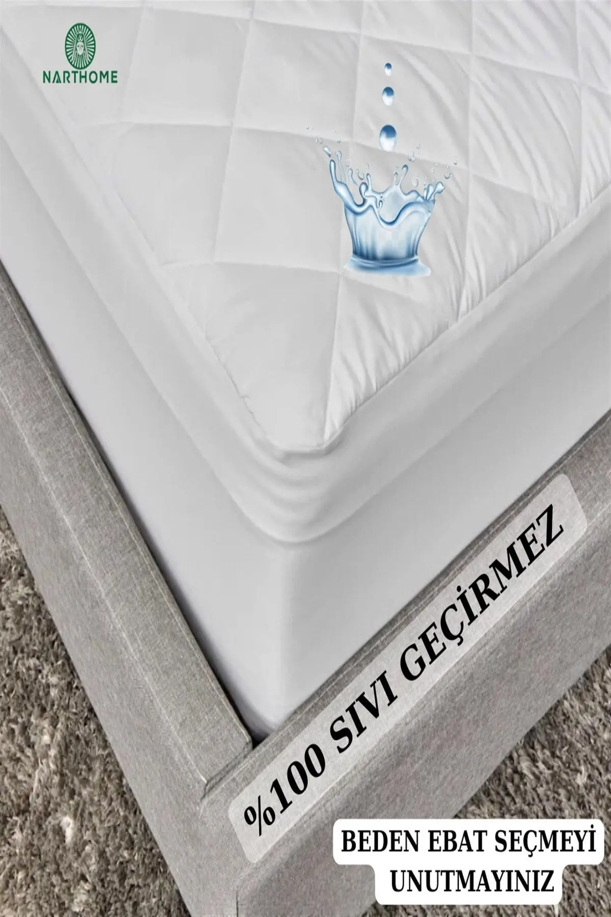 Kapitone Fitted %100 Su Sıvı Geçirmez Pamuk Alez Yatak Koruyucu Kapitoneli Yatak Alezi 9 Ebat