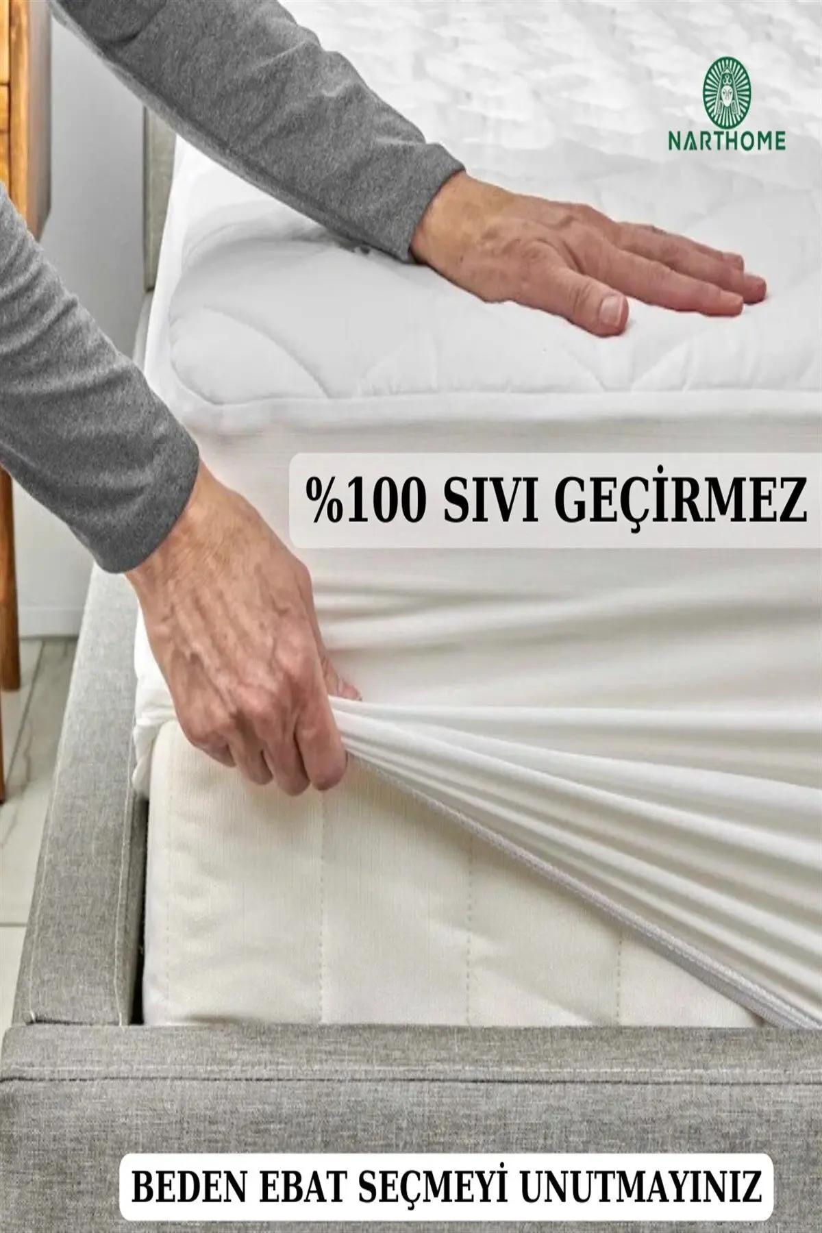 Kapitone Fitted %100 Su Sıvı Geçirmez Pamuk Alez Yatak Koruyucu Kapitoneli Yatak Alezi 9 Ebat