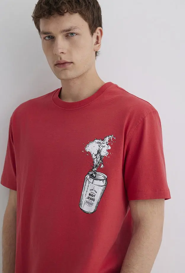 Mavi Mavi Jeans Baskılı Pembe Tişört Loose Fit / Bol Rahat Kesim 0612955-71079