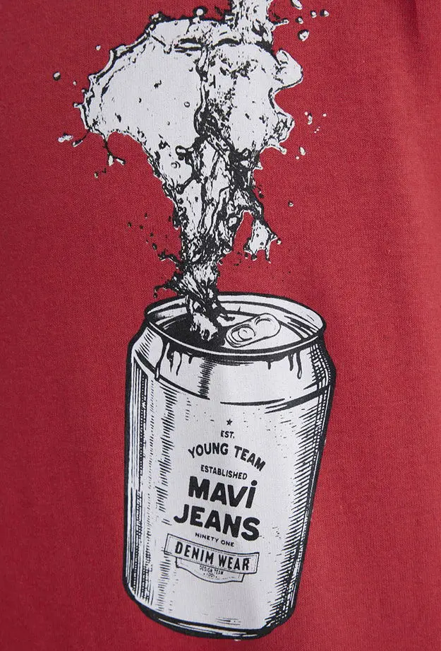 Mavi Mavi Jeans Baskılı Pembe Tişört Loose Fit / Bol Rahat Kesim 0612955-71079