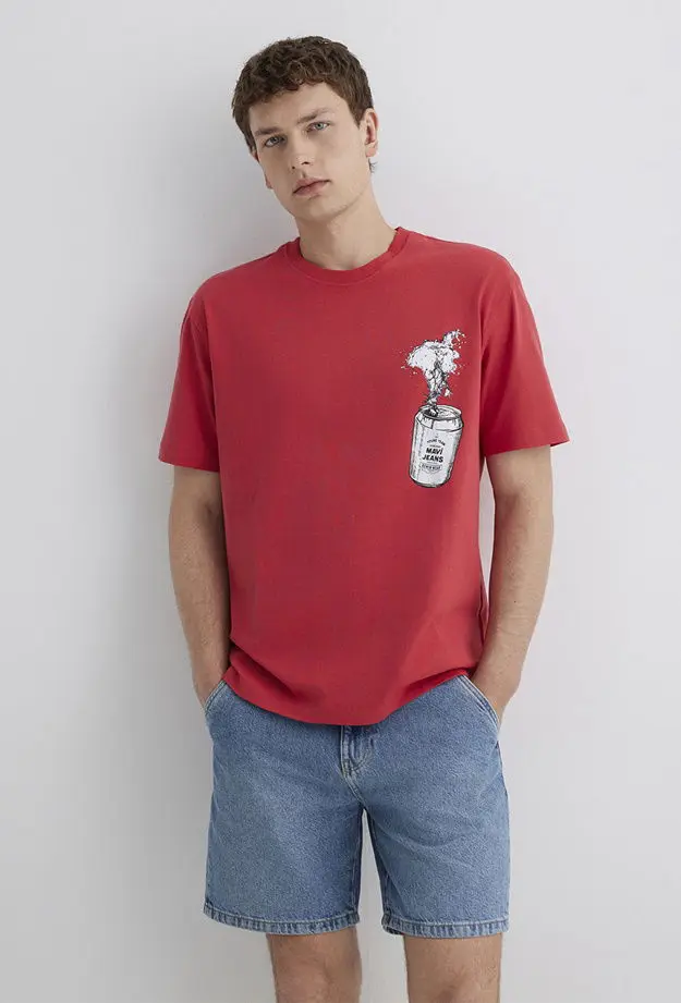 Mavi Mavi Jeans Baskılı Pembe Tişört Loose Fit / Bol Rahat Kesim 0612955-71079