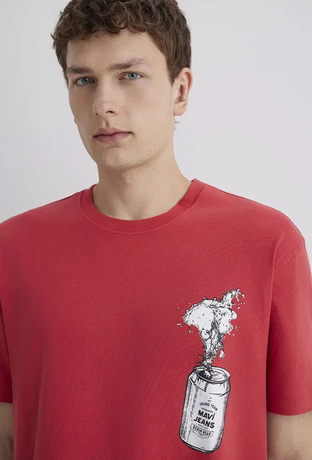 Mavi Mavi Jeans Baskılı Pembe Tişört Loose Fit / Bol Rahat Kesim 0612955-71079