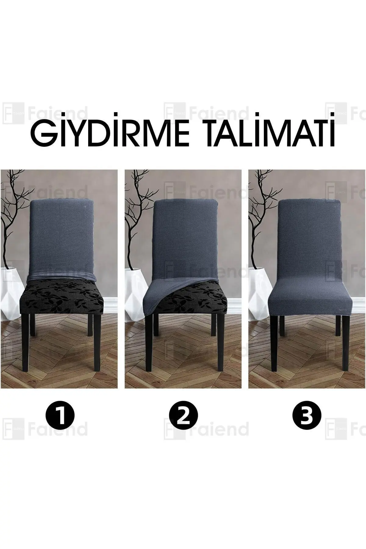 Sandalye Kılıfı Yıkanabilir Likralı Esnek Lastikli Sandalye Örtü