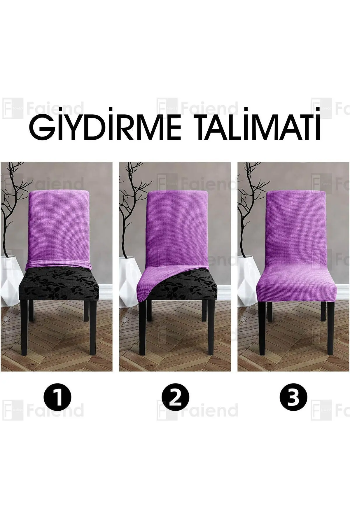 Sandalye Kılıfı Yıkanabilir Likralı Esnek Lastikli Sandalye Örtü