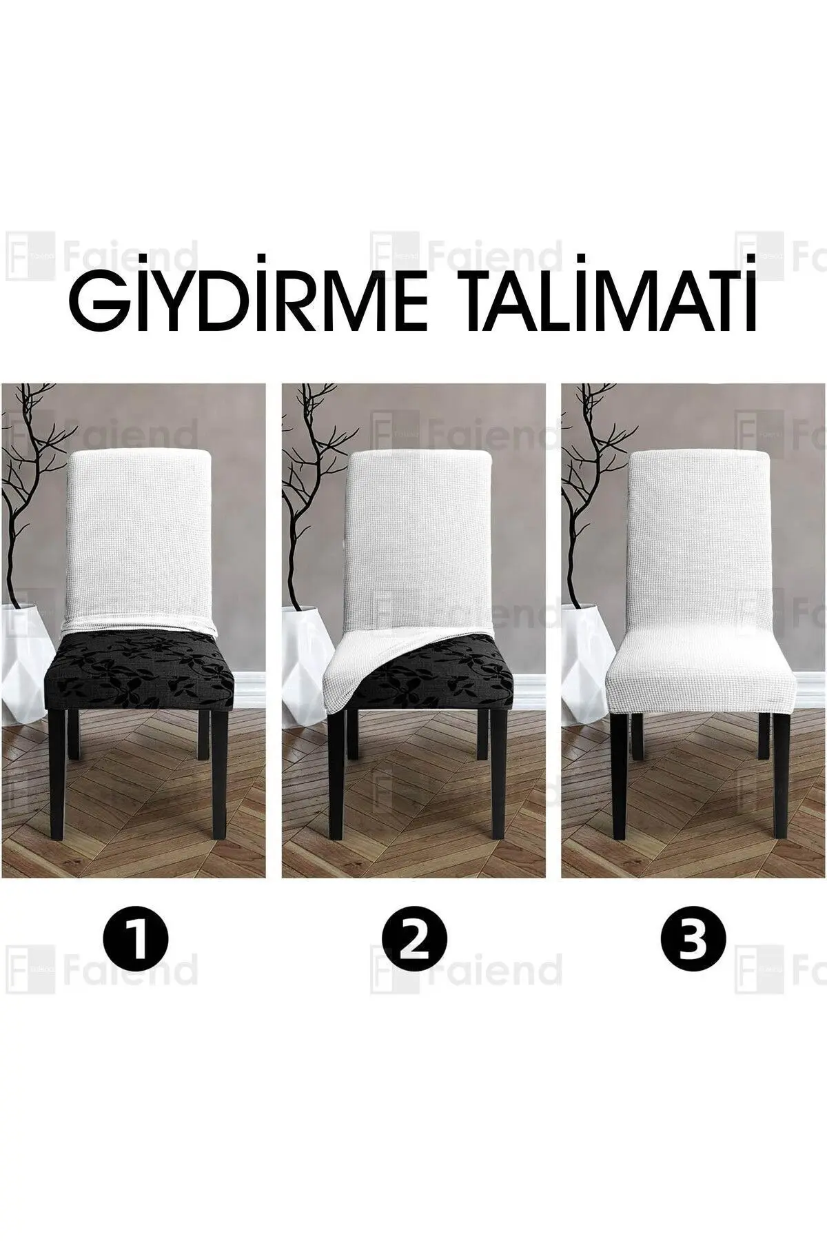 Sandalye Kılıfı Yıkanabilir Likralı Esnek Lastikli Sandalye Örtü