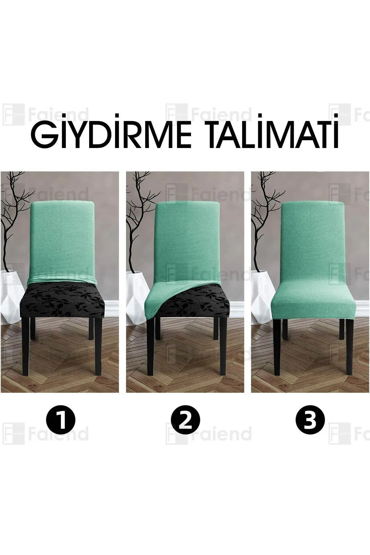 Sandalye Kılıfı Yıkanabilir Likralı Esnek Lastikli Sandalye Örtü Renk (mint )
