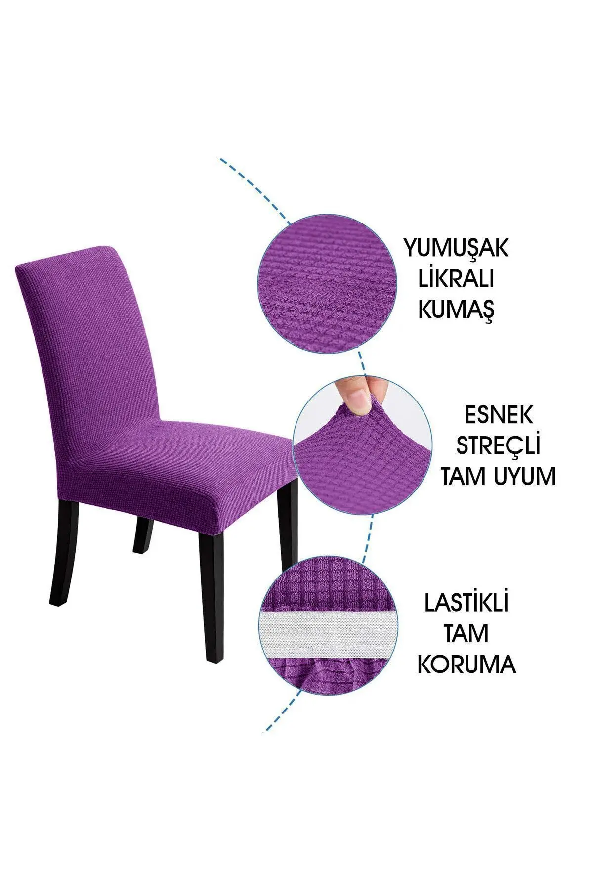 Sandalye Kılıfı Yıkanabilir Likralı Esnek Lastikli Sandalye Örtü