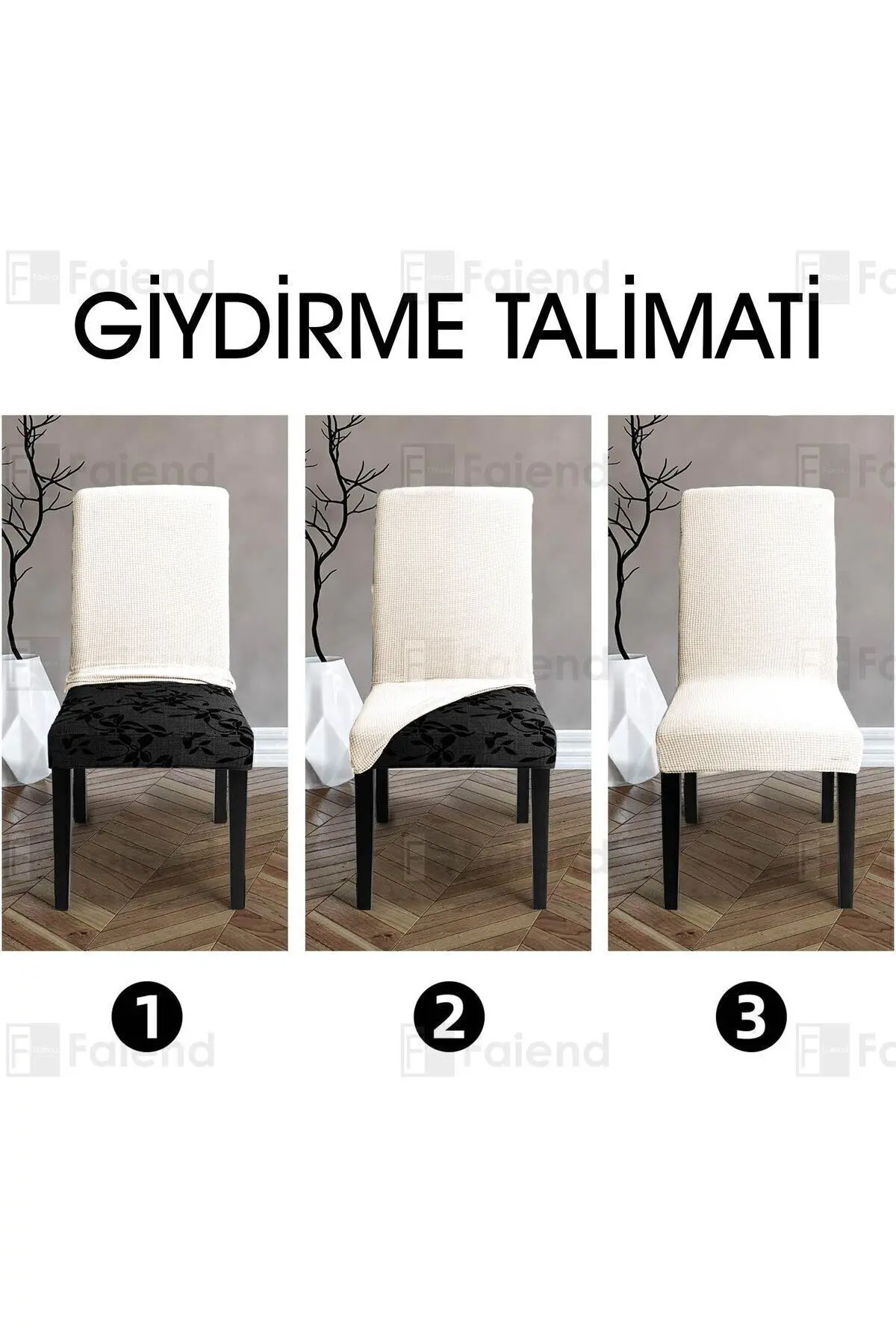Sandalye Kılıfı Yıkanabilir Likralı Esnek Lastikli Sandalye Örtü