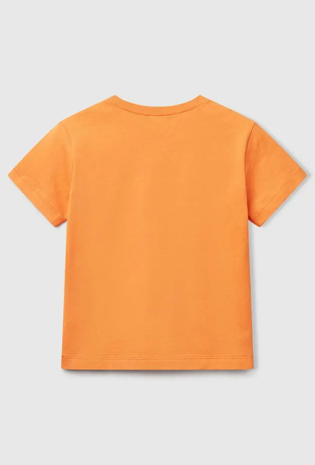 Erkek Çocuk Turuncu Benetton Logo Baskılı T-Shirt