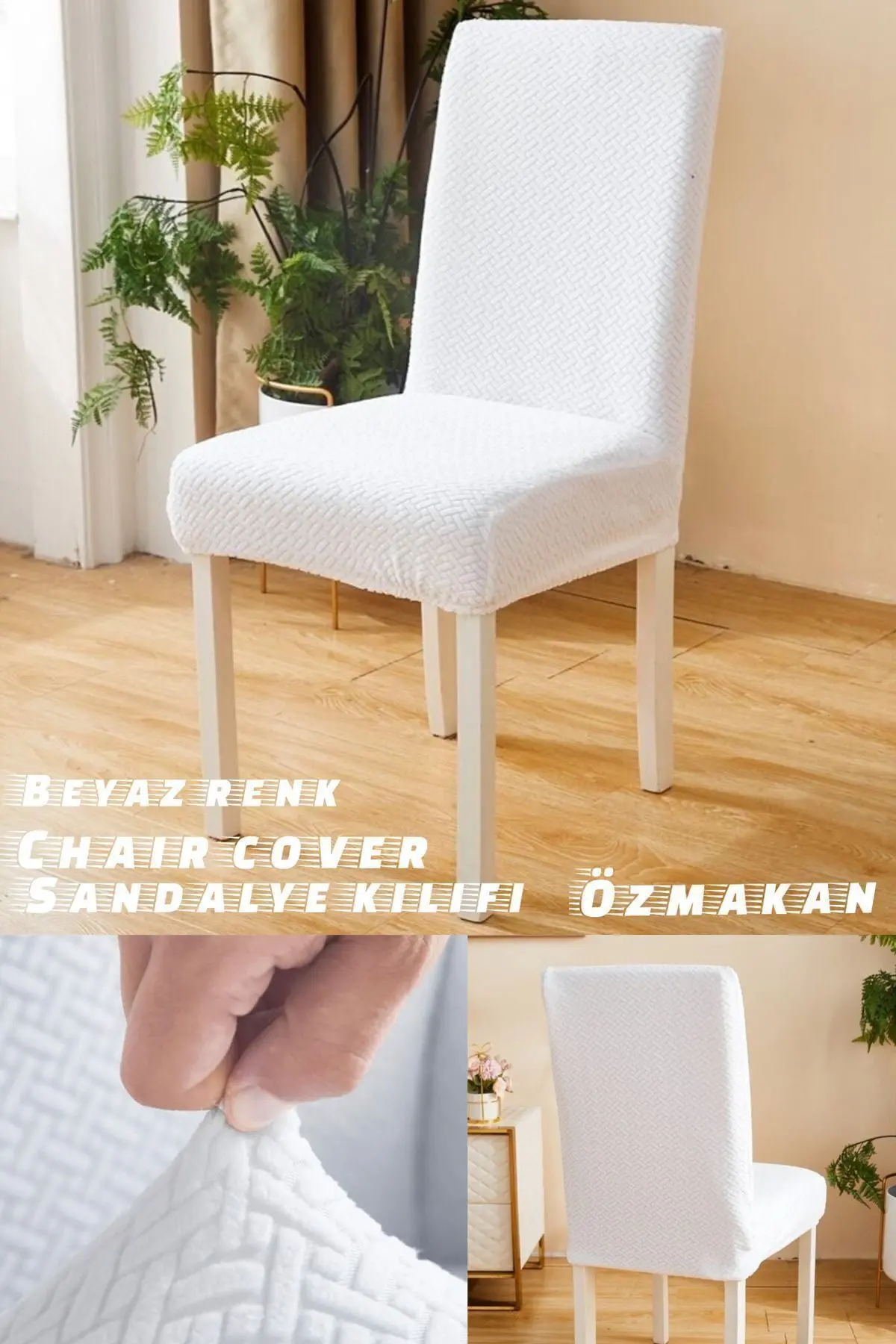 Yüksek Kaliteli Sandalye Kılıfı ,lıkralı ,yıkanabılır 1 Adet Beyaz Renk
