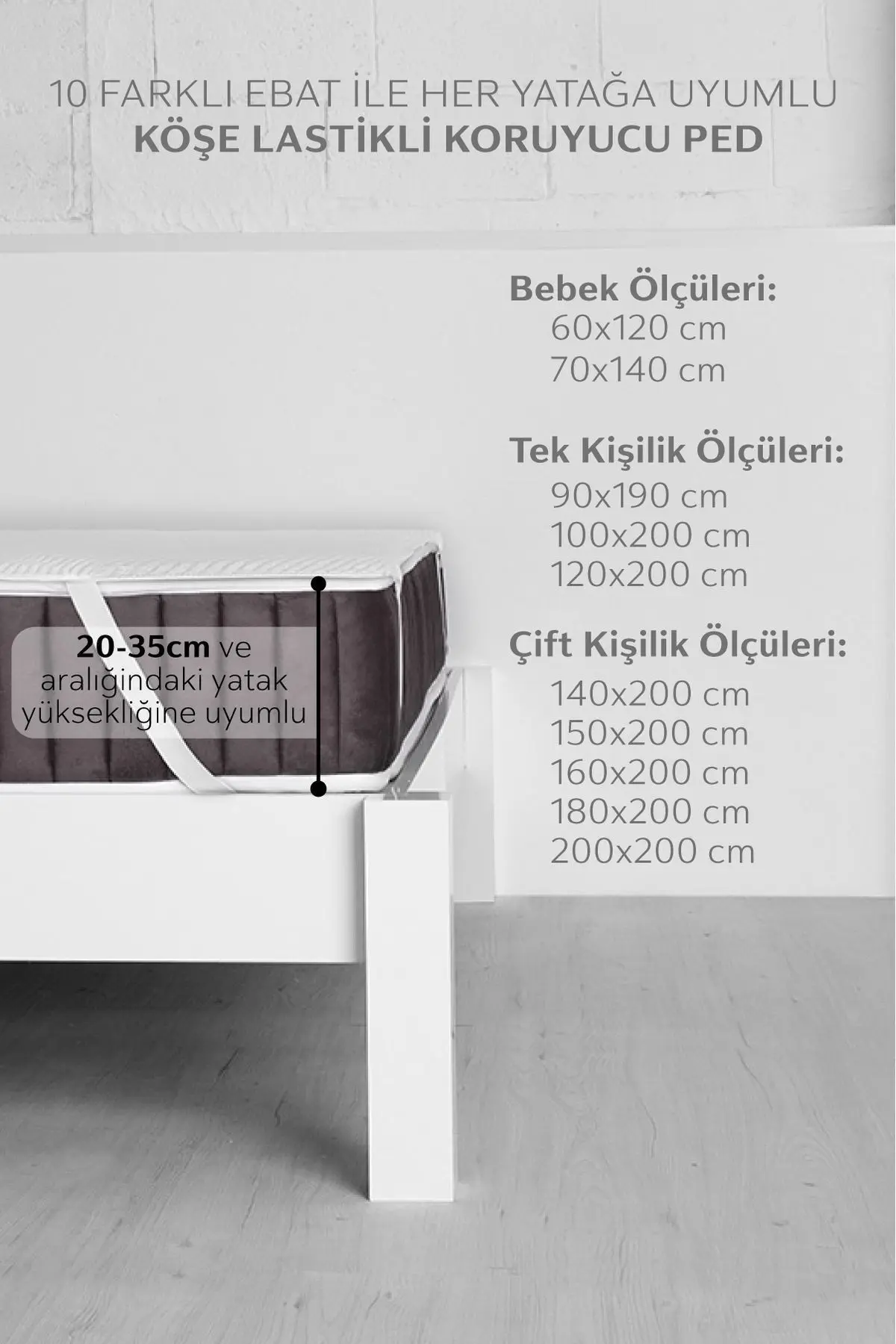 Micro Classic Sıvı Su Geçirmez Köşe Lastikli Ped Tek Çift Kişilik Bebek Çocuk Yatak Koruyucu Alezi