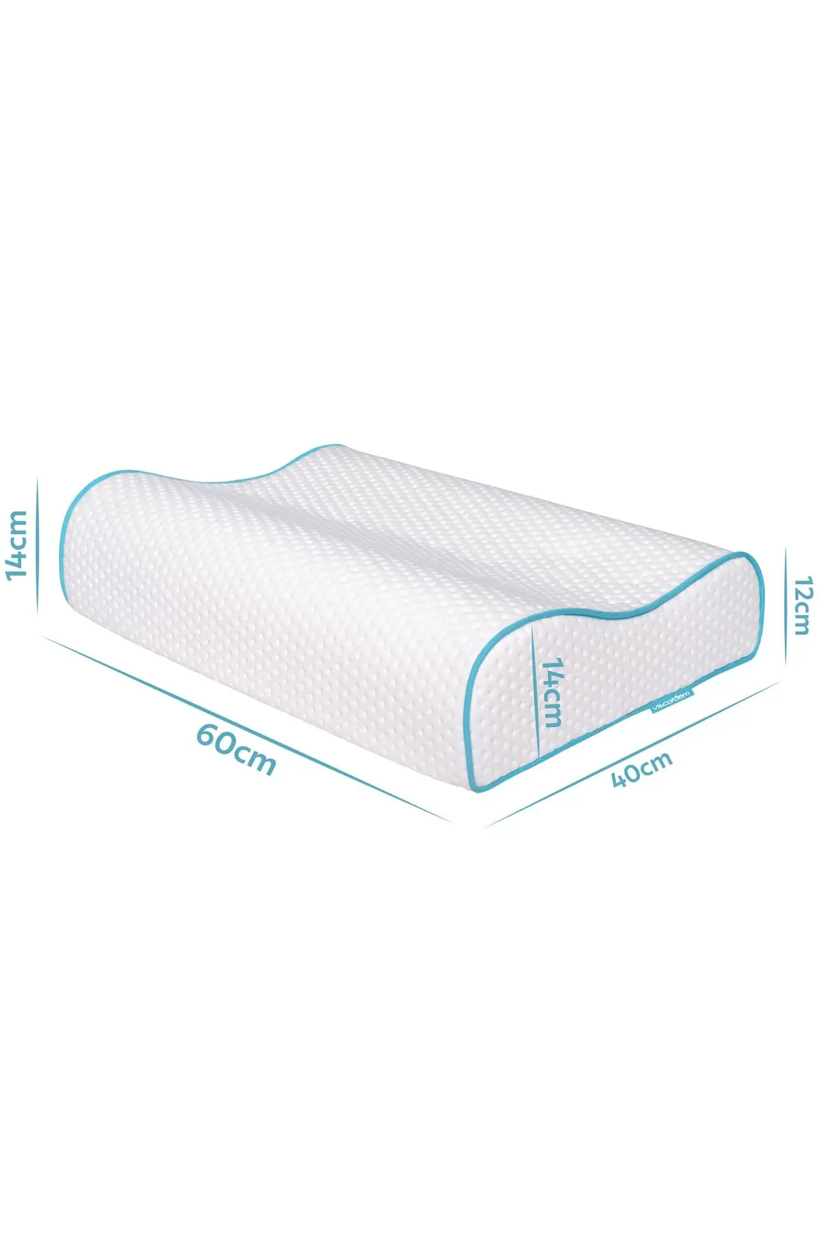 Yüksek Boyun Destekli Ortopedik Yastık Çift Boyun Destekli Visco Yastık - 60x40x14-12cm
