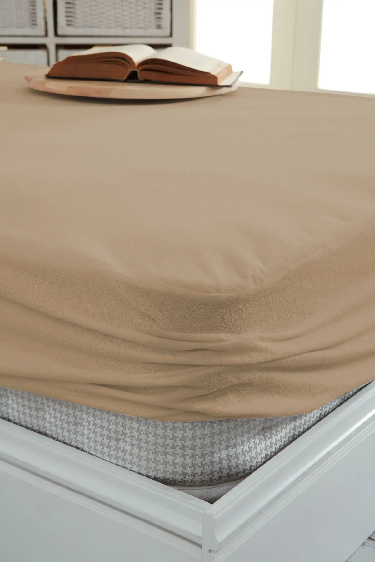 Decovilla Micro Fitted Full Kenar Su Sıvı Geçirmez Yatak Koruyucu Alez Çarşaf Kum Beji