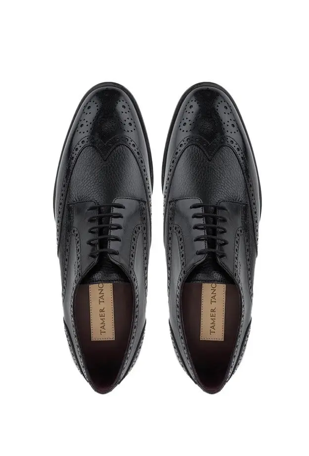 Tamer Tanca Erkek Hakiki Deri Siyah Klasik Ayakkabı