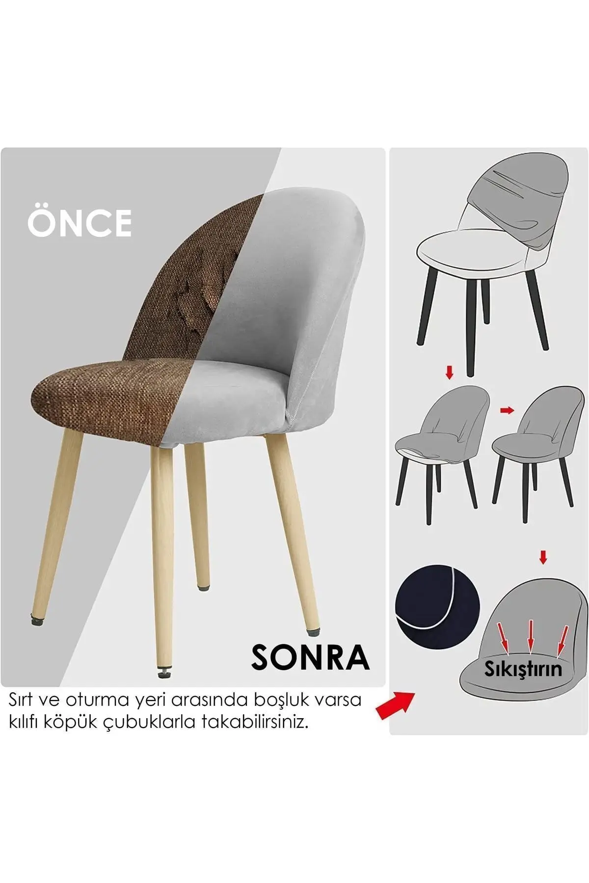 Oval sandalye kılıfı, sandalye örtüsü kare desen tekli