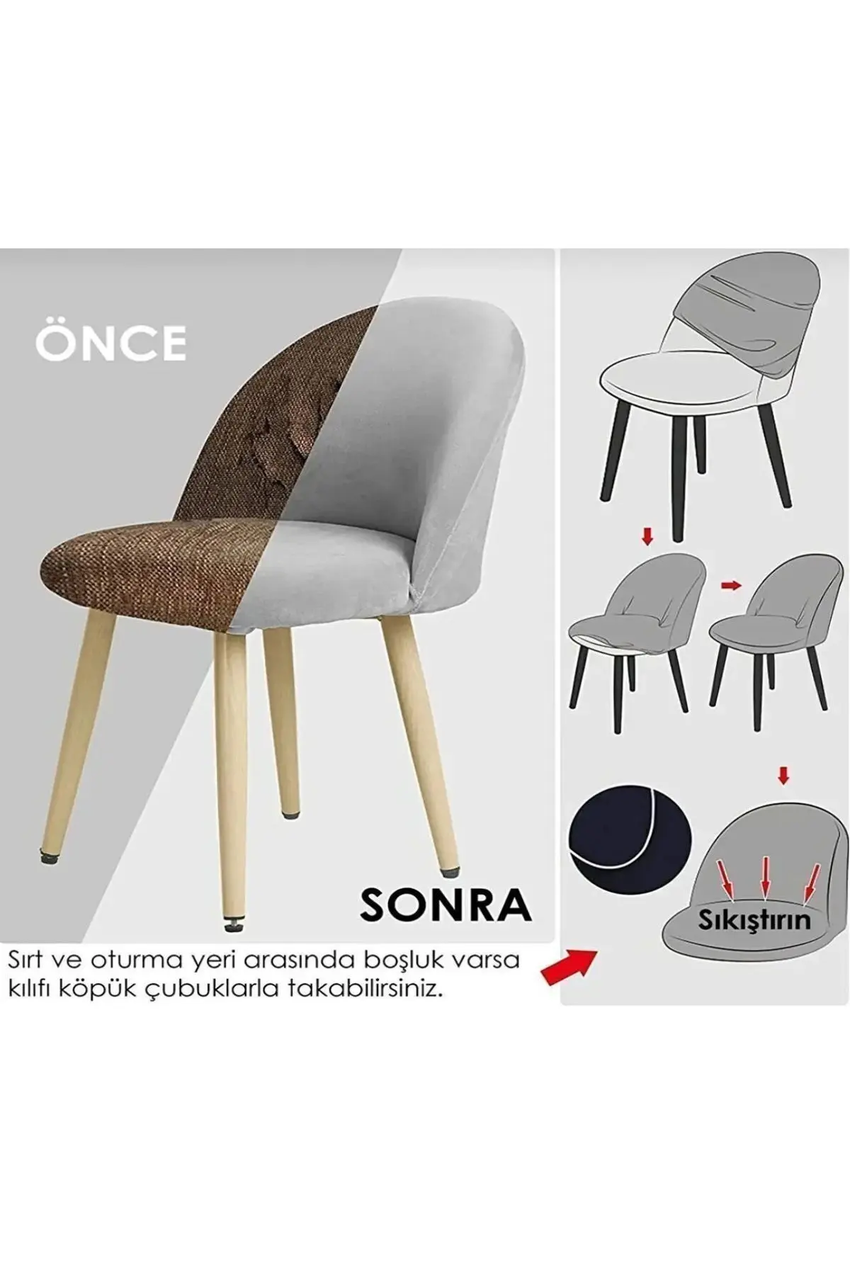 Oval sandalye kılıfı, sandalye örtüsü kare desen tekli
