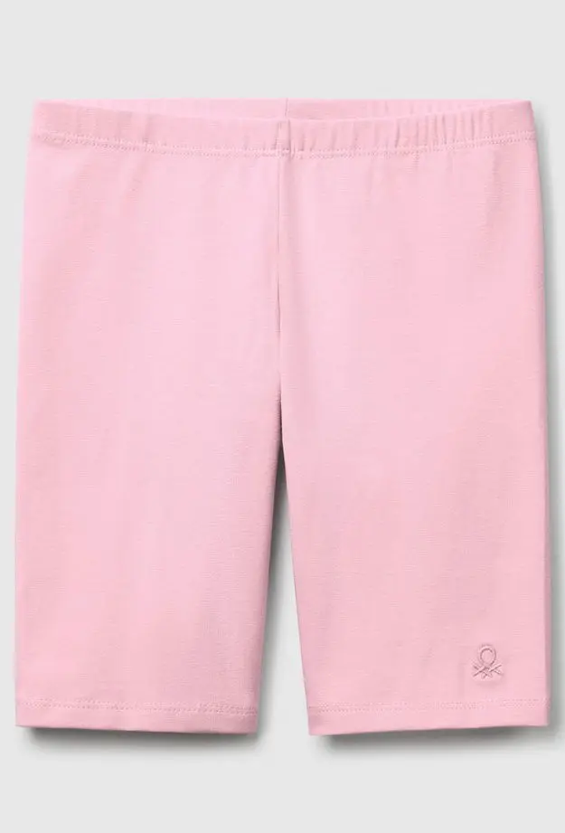 United Colors of Benetton Kız Çocuk Pembe Ton Sür Ton Logo İşlemeli Mini Bisikletçi Taytı