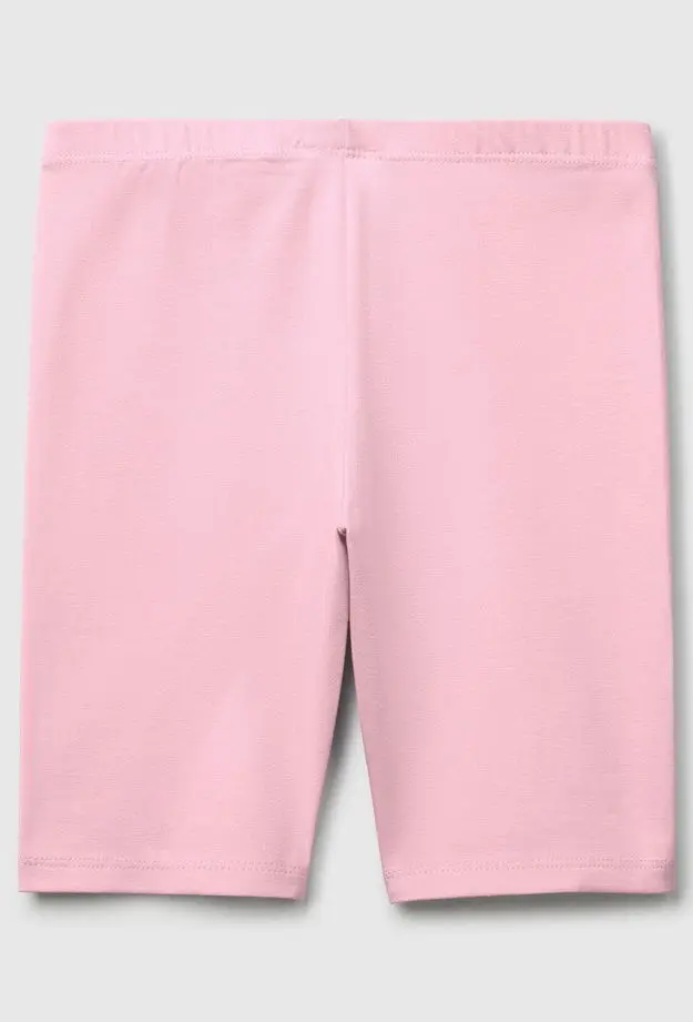 Kız Çocuk Pembe Ton Sür Ton Logo İşlemeli Mini Bisikletçi Taytı
