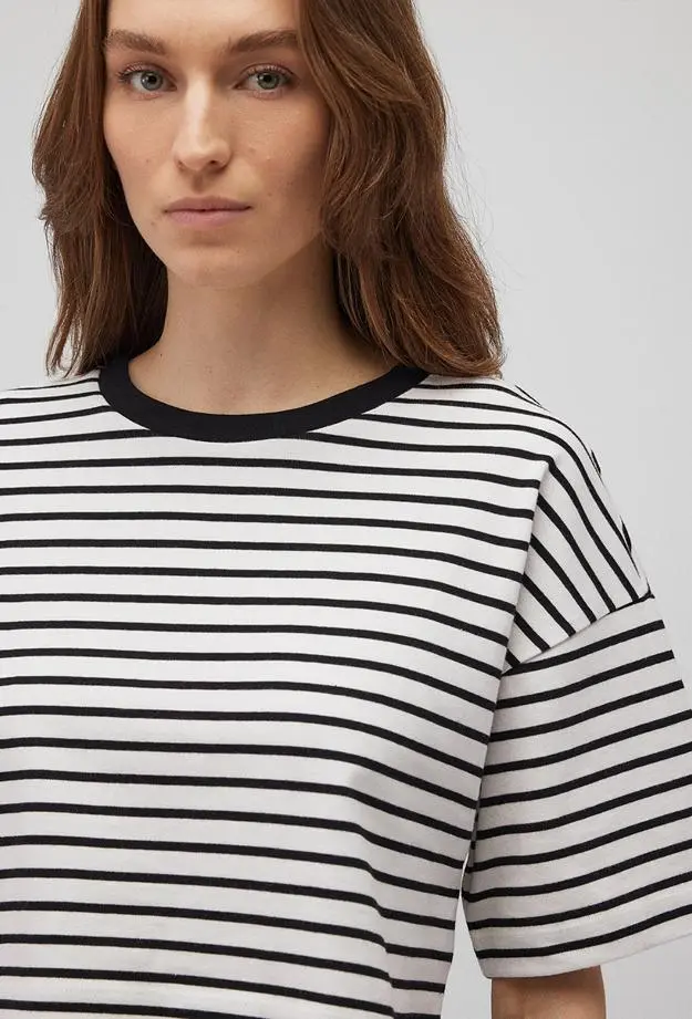 Mavi Siyah Çizgili Crop Tişört Crop / Kısa Kesim 1612666-85454