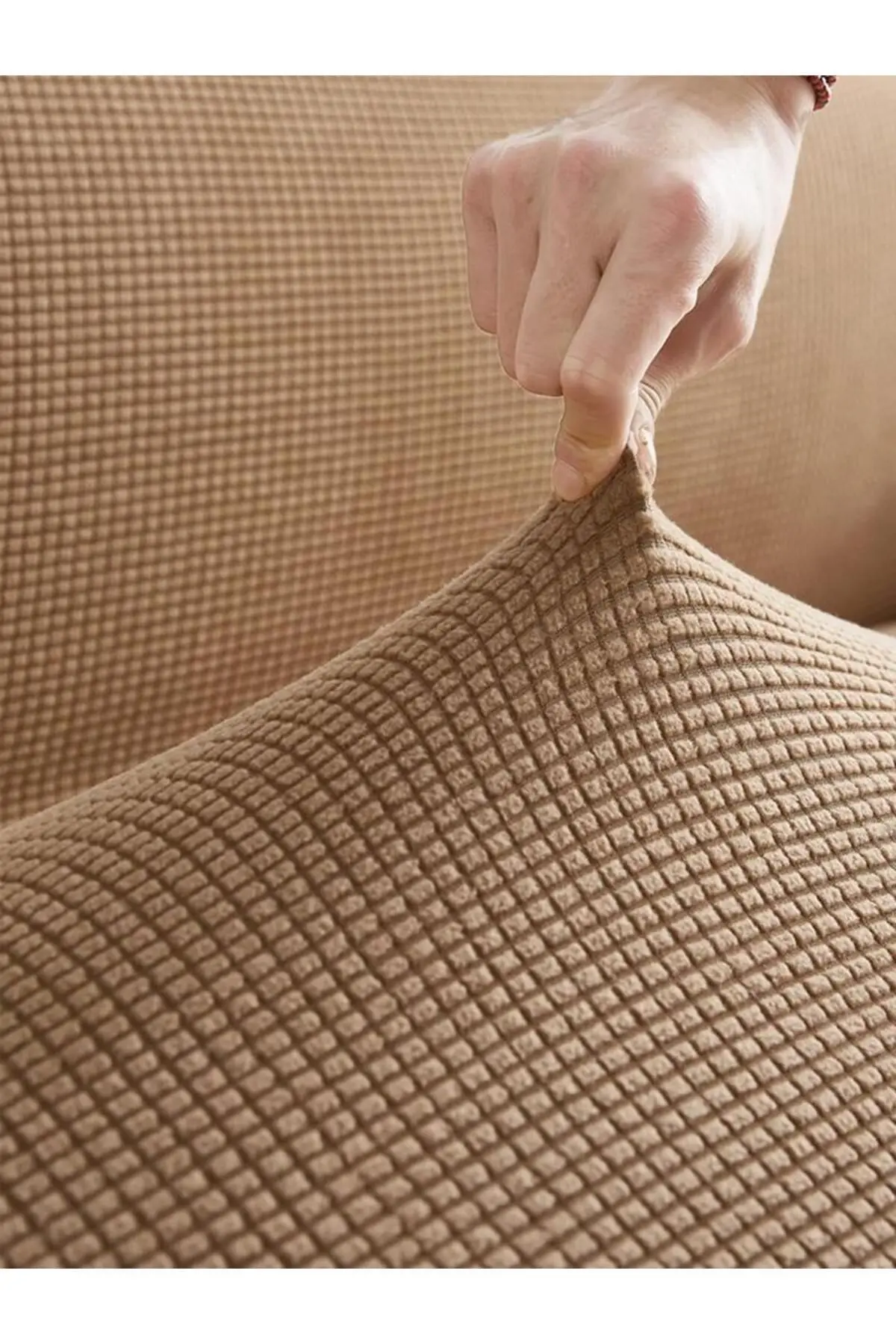 Sandalye Kılıfı, Sandalye Örtüsü Kahve Renk Yıkanabilir Lastikli 1 Adet Chair Cover