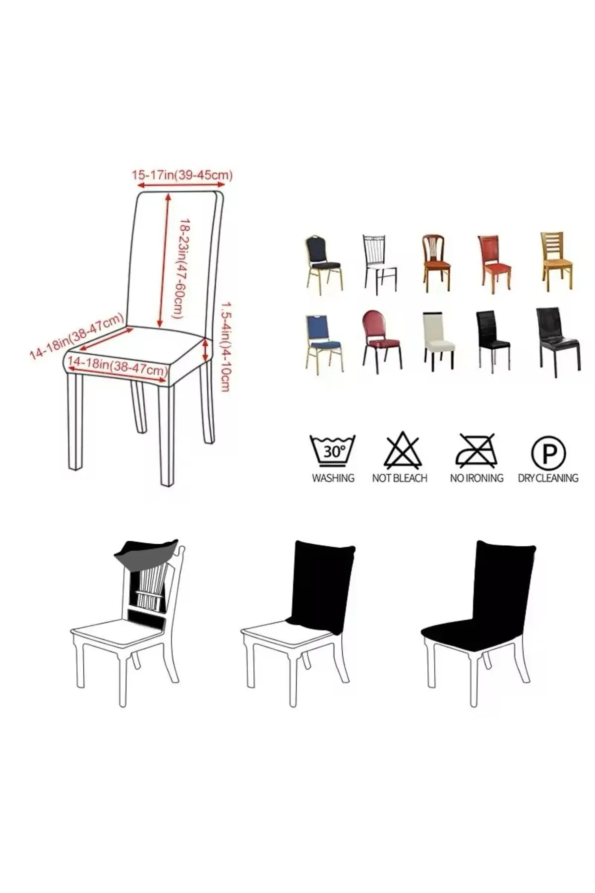 Sandalye Kılıfı, Sandalye Örtüsü Hardal Renk Yıkanabilir Lastikli 1 Adet Chair Cover