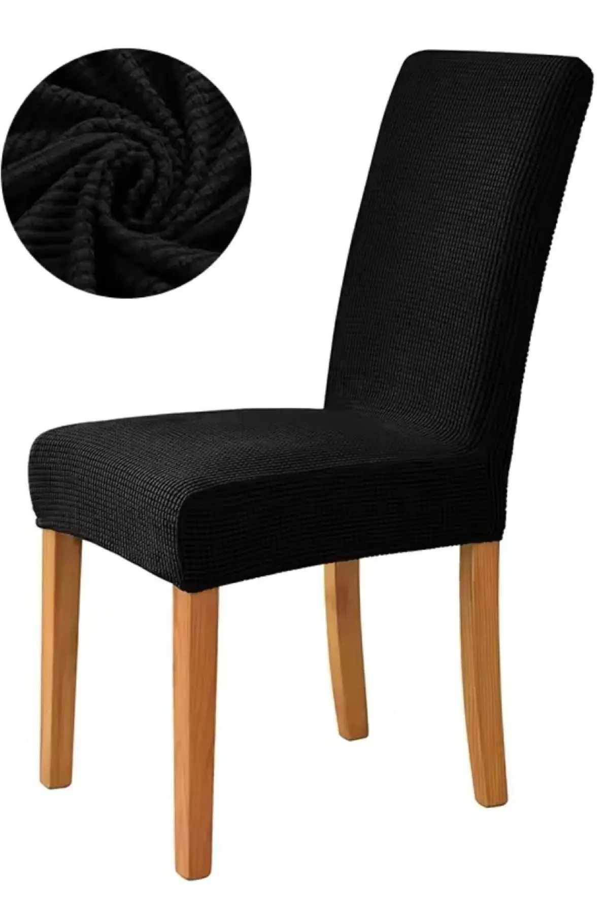 Sandalye Kılıfı ,sandalye Örtüsü ,lastikli, Likrali Yıkanabilir 1 Adet Siyah Renk Chair Cover