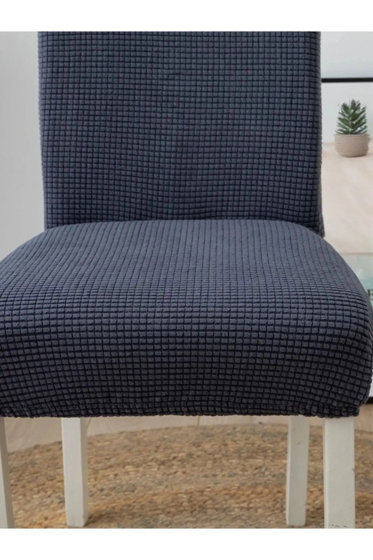 Sandalye Kılıfı Yıkanabilir Likralı Esnek Lastikli Sandalye Örtüsü Antrasit Renk Chaır Cover