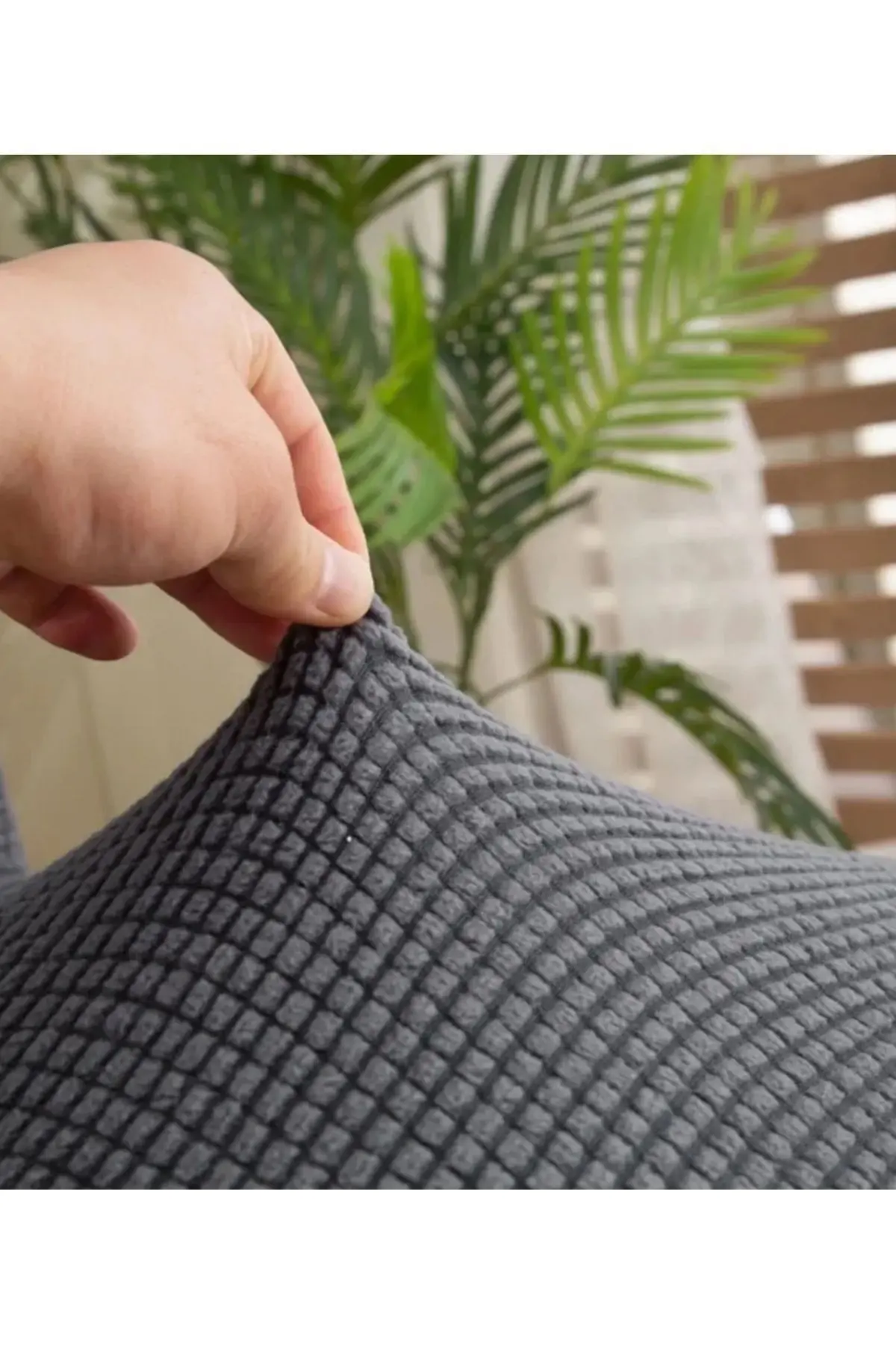 Sandalye Kılıfı Yıkanabilir Likralı Esnek Lastikli Sandalye Örtüsü Antrasit Renk Chaır Cover