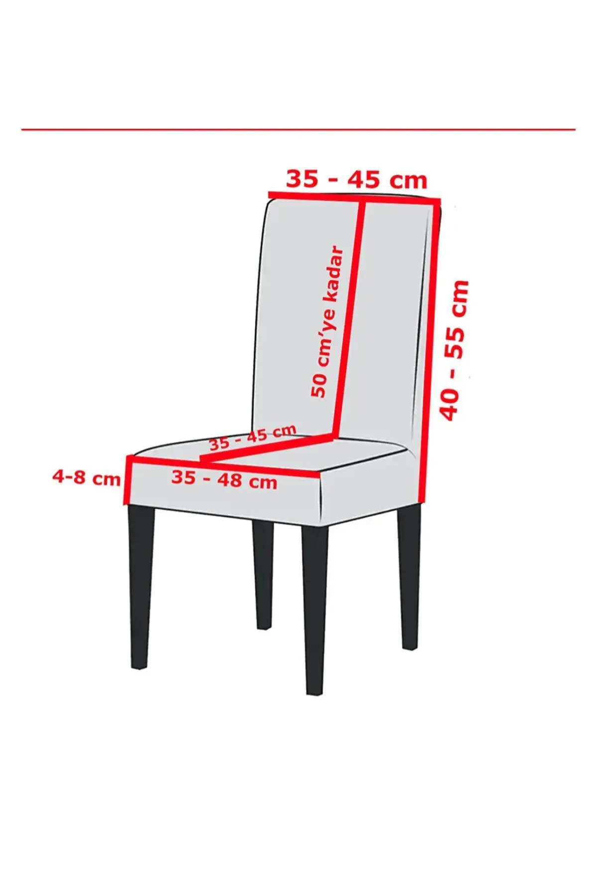 Sandalye Kılıfı ,sandalye Örtüsü ,lastikli, Likrali Yıkanabilir 1 Adet Koyu Gri Renk Chair Cover