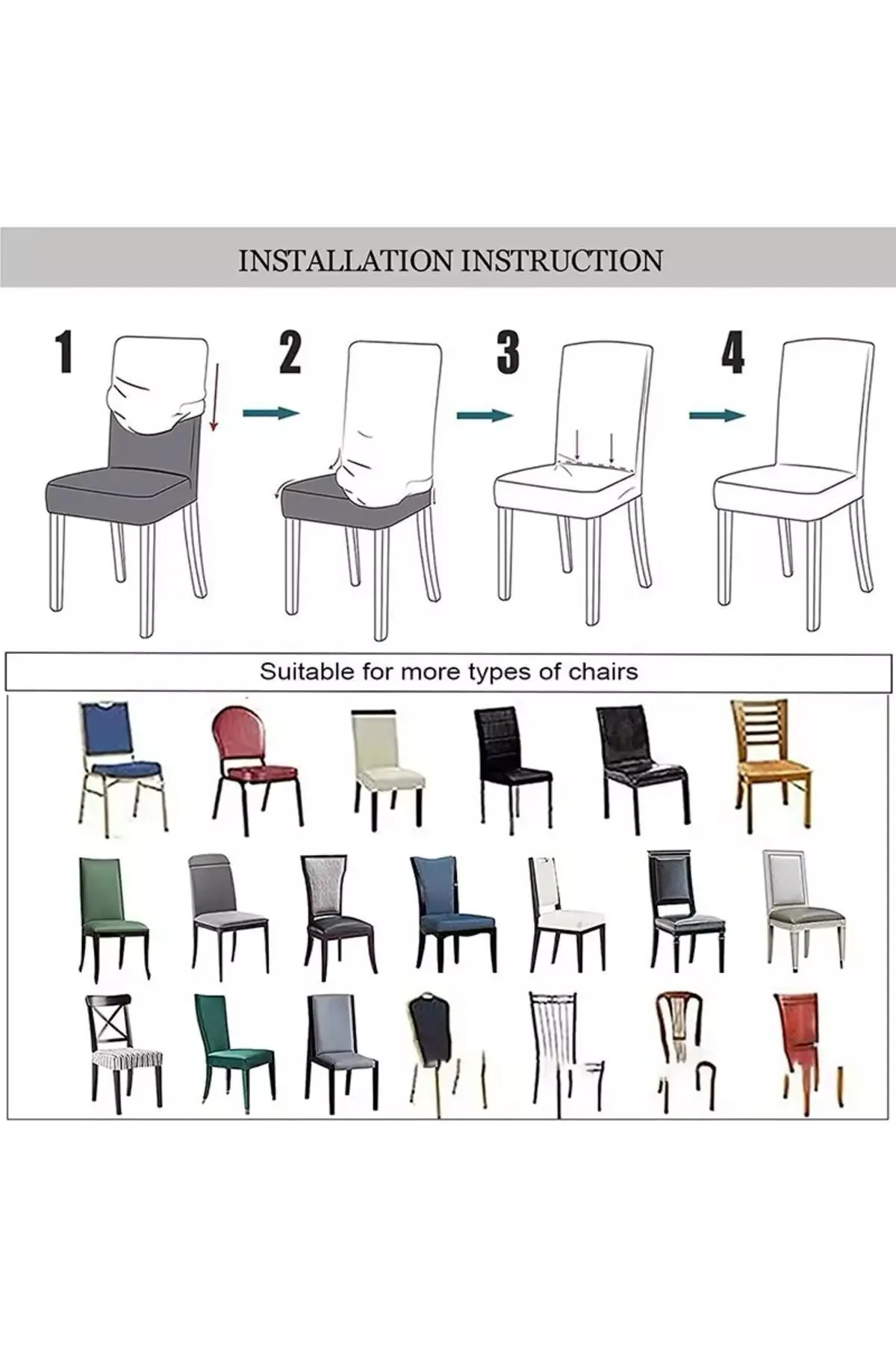Sandalye Kılıfı, Sandalye Örtüsü Kahve Renk Yıkanabilir Lastikli 1 Adet Chair Cover