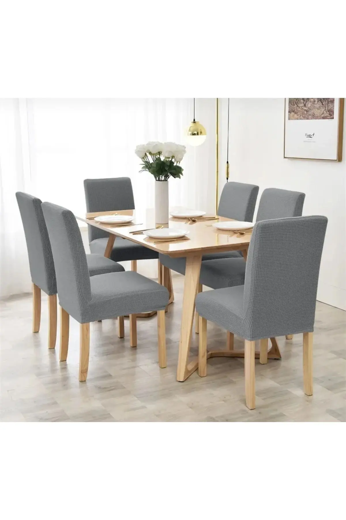 Sandalye Kılıfı ,sandalye Örtüsü ,lastikli, Likrali Yıkanabilir 1 Adet Koyu Gri Renk Chair Cover