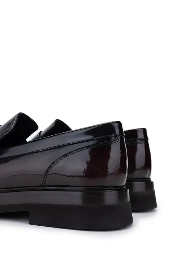 Tamer Tanca Erkek Hakiki Deri Bordo Loafer Ayakkabı