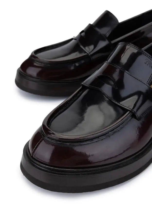 Tamer Tanca Erkek Hakiki Deri Bordo Loafer Ayakkabı