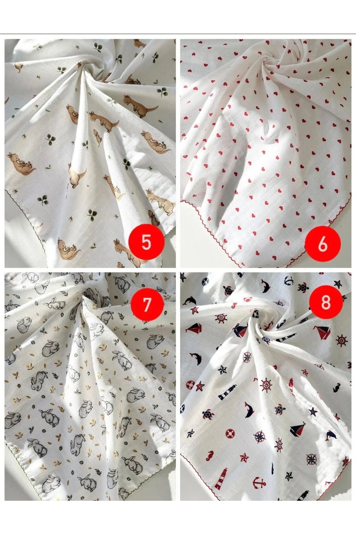 Çok Amaçlı Müslin Örtü,muslin Bebek Battaniyesi,%100 Pamuk,80*90cm 4'lü Set Kendi Setinizi Oluşturun
