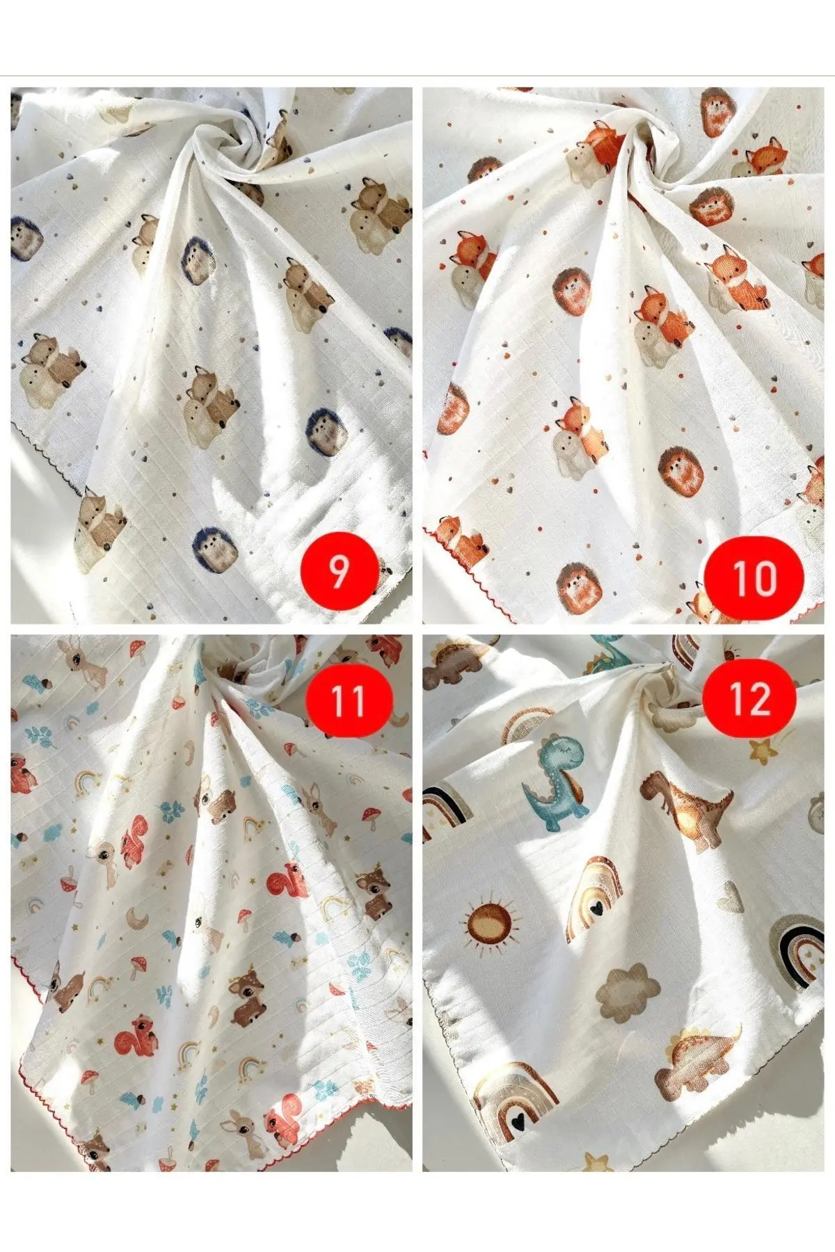 Çok Amaçlı Müslin Bez, Muslin Bebek Battaniyesi,%100 Pamuk, 80*90cm 5Li SET KENDİ SETİNİZİ OLUŞTURUN