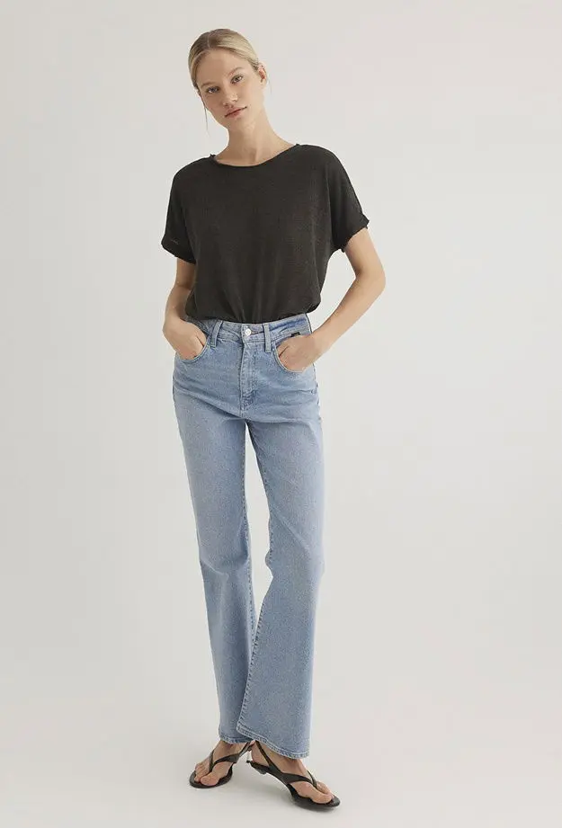 Mavi Dokulu Antrasit Basic Tişört Loose Fit / Bol Rahat Kesim 167311-70087