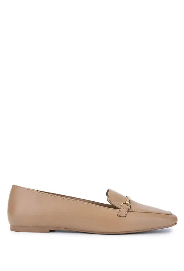 Tamer Tanca Kadın Hakiki Deri Bej Loafer Ayakkabı